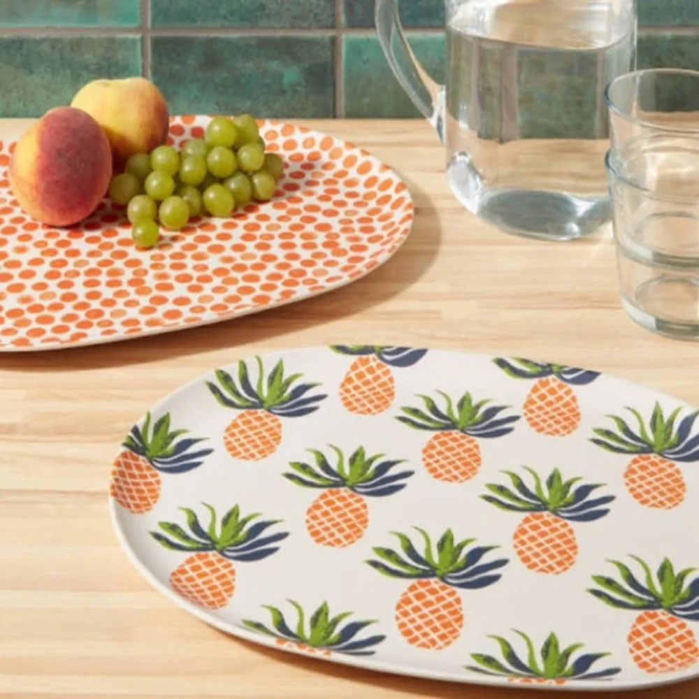 Opalhouse Bamboo Melamine Pineapple Oval Serving Platters 2 pc. Spoon & Spreader